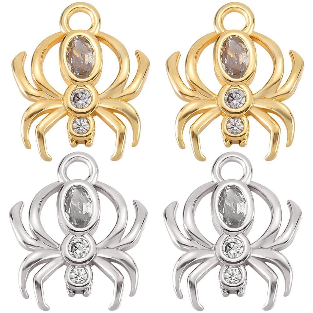 6330 1 Box 10Pcs Spider Charm Real 18K Gold & Platinum Plated Insect Charms